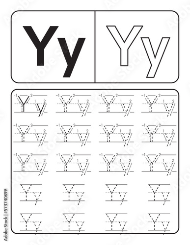 alphabet tracing. Alphabet letters tracing worksheet with all alphabet letters. letters and numbers vector illustration. alphabet for kids. Kids style colorful font design, playful childish alphabet.