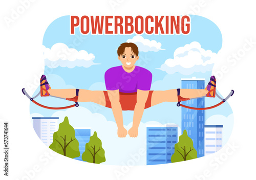 Powerbocking Sport Illustration with Jumping Boots for Web Banner or Landing Page in Extreme Sports Flat Cartoon Hand Drawn Templates