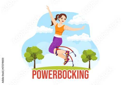 Powerbocking Sport Illustration with Jumping Boots for Web Banner or Landing Page in Extreme Sports Flat Cartoon Hand Drawn Templates