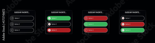 Guess my favorite icon. Guess my favorite sticker frame story quiz template , social media instagram template frame. Glassmorphism style. Vector. EPS 10. Isolated transparent