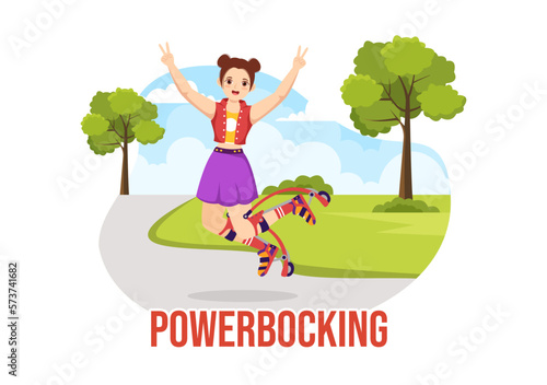 Powerbocking Sport Illustration with Jumping Boots for Web Banner or Landing Page in Extreme Sports Flat Cartoon Hand Drawn Templates