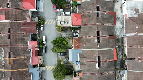 The terrace house on the bird view