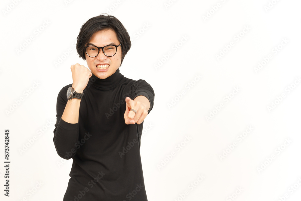 Angry and Pointing at you Of Beautiful Asian Man Isolated On White Background Angry and Pointing at you Of Beautiful Asian Man Isolated On White Background