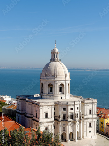 17th-century monument The Church of Santa Engracia overlooking Tagus river in Lisbon, Portugal. In the 20th century the church has been converted into the National Pantheon.
