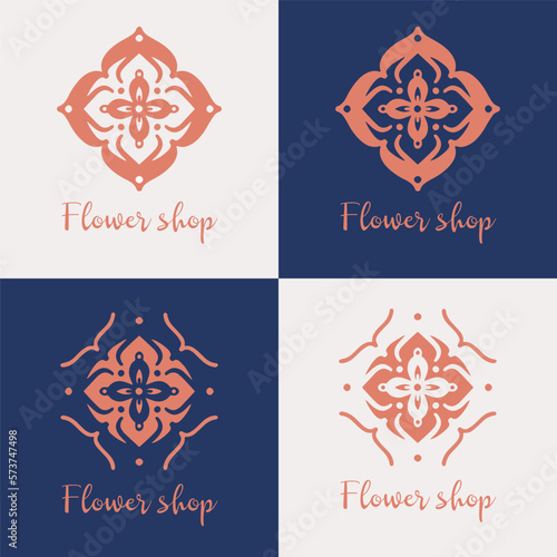 Abstract floral logo collection or flowers logo icon set design template vector illustration