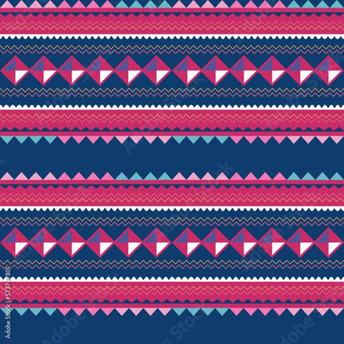 Thailand hill tribe seamless pattern and background, flat vector.