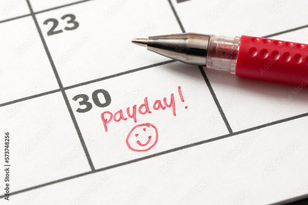 Payday concept on calendar Payday concept on calendar