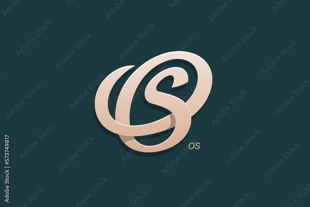 Letter O and S Monogram Logo Design Vector - obrazy, fototapety, plakaty 