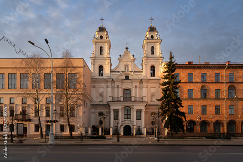 Cathedral of the Holy Name of Saint Virgin Mary on Freedom Square on a winter morning, Minsk, Belarus