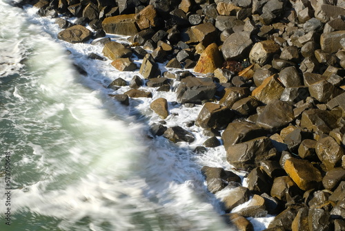 waves crashing on rocks