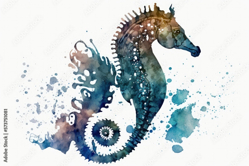 Shadowy Seahorse (Hippocampus Javanicus). Generative AI