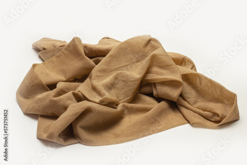 Crumpled pantyhose on a white background