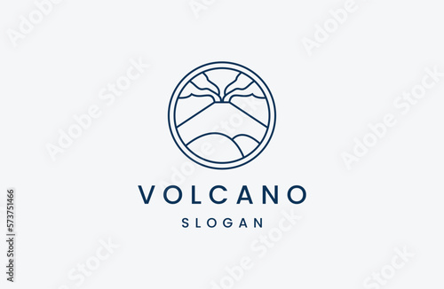 Volcano mountain logo. Simple of volcano mountain vector logo line art icon 