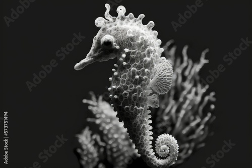 macro photograph of a little seahorse. Generative AI