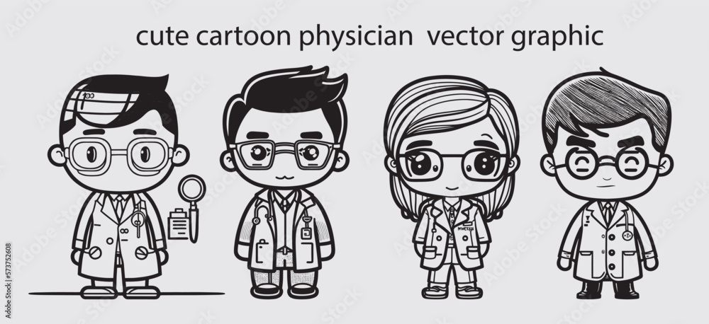 Fototapeta premium cute cartoon physician illustration drawing vector graphic
