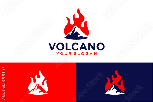 volcano logo design with mountain