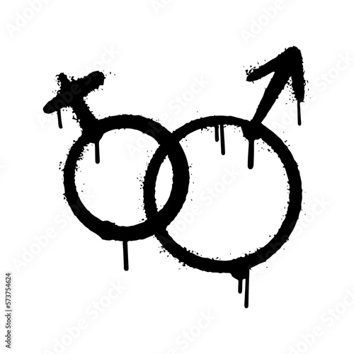 Spray Painted Graffiti spraying man and woman symbol isolated on white background.