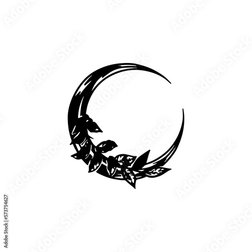 vector illustration of moon with leaves concept