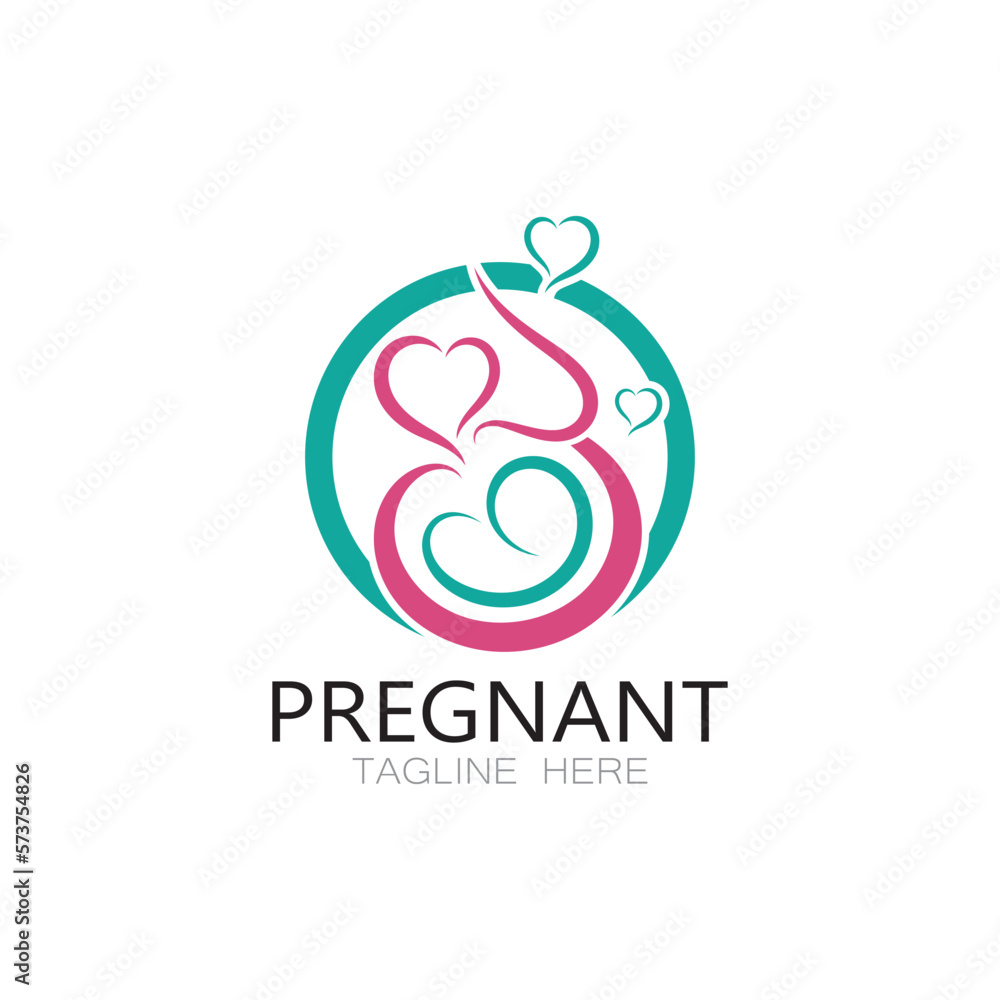 Fototapeta premium pregnant woman logo design illustration icon template vector , abstract minimalist simple, for childbirth, maternity clinic, pregnant fashion, pregnant photos with modern concepts