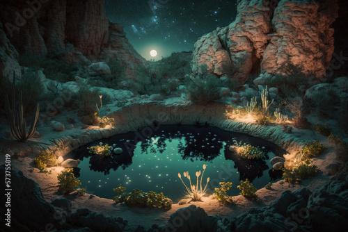 scene of a night pond