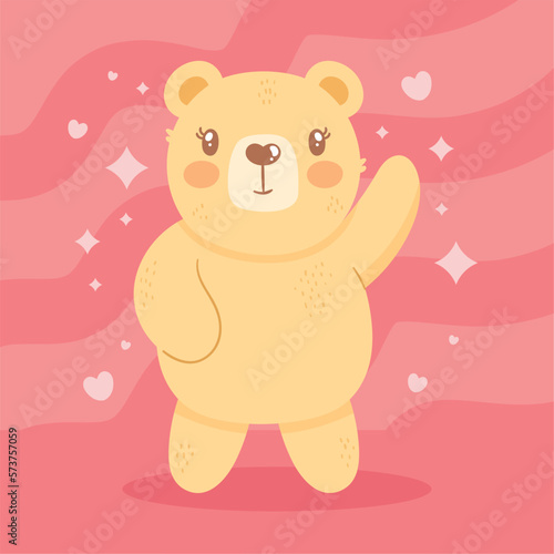 cute bear saludating