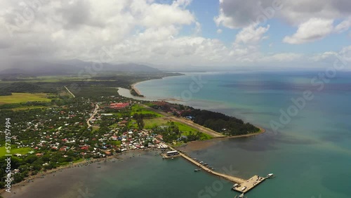 A town on the seashore with a port and a pier. Luzon, Santa Ana, Cagayan. Philippines. photo