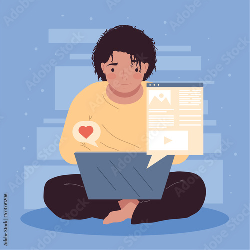 blogger woman using laptop