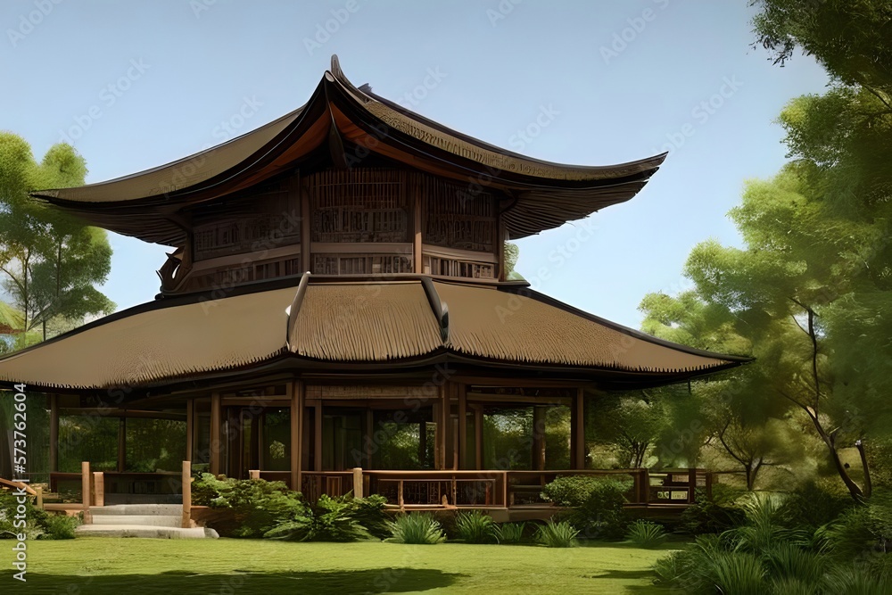 A house with bamboo material
