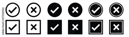 check mark icon set. yes or no icon isolated symbol sign collections, vector illustration