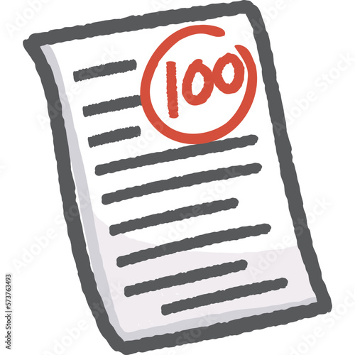 paper exam one hundred point hand drawn icon for decoration, website, web, mobile app, printing, banner, logo, poster design, etc.