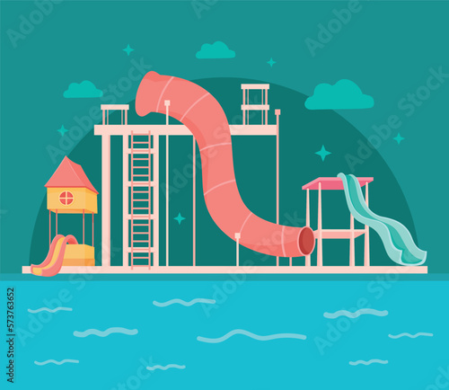 waterpark slides in pool