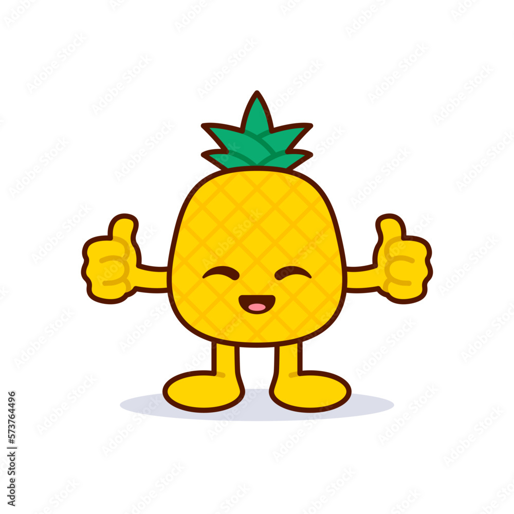 Cute Pineapple Character Giving Thumbs Up Cute Pineapple Character Giving Thumbs Up