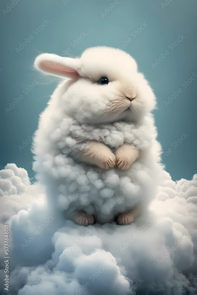 white rabbit in the snow like cloud background, studio shot, easter bunny with long ears, year of the rabbit, editorial photography, cute baby furry fantasy dreamy white rabbit in the snow like cloud background, studio shot, easter bunny with long ears, year of the rabbit, editorial photography, cute baby furry fantasy dreamy