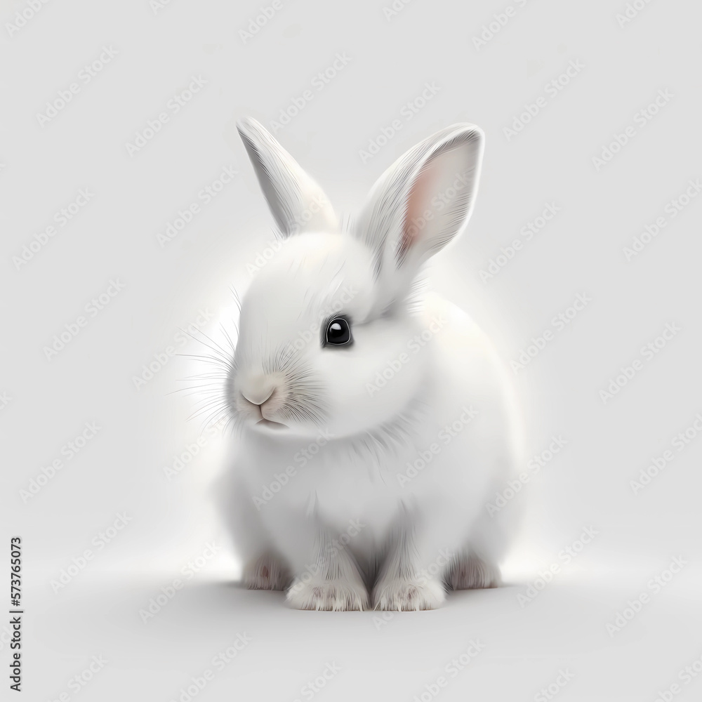 white rabbit on white background, isolated caroon almost real life, photo realistic white rabbit on white background, isolated caroon almost real life, photo realistic