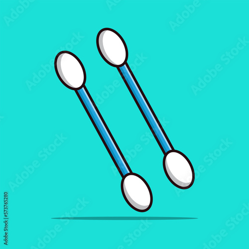 Two cotton swabs vector icon illustration. Medical icon concept isolated. Flat design
