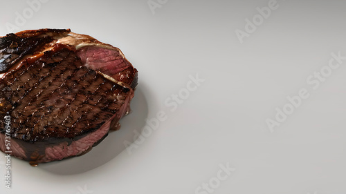 Cut of a Piece of Steak on a White Background Generative AI