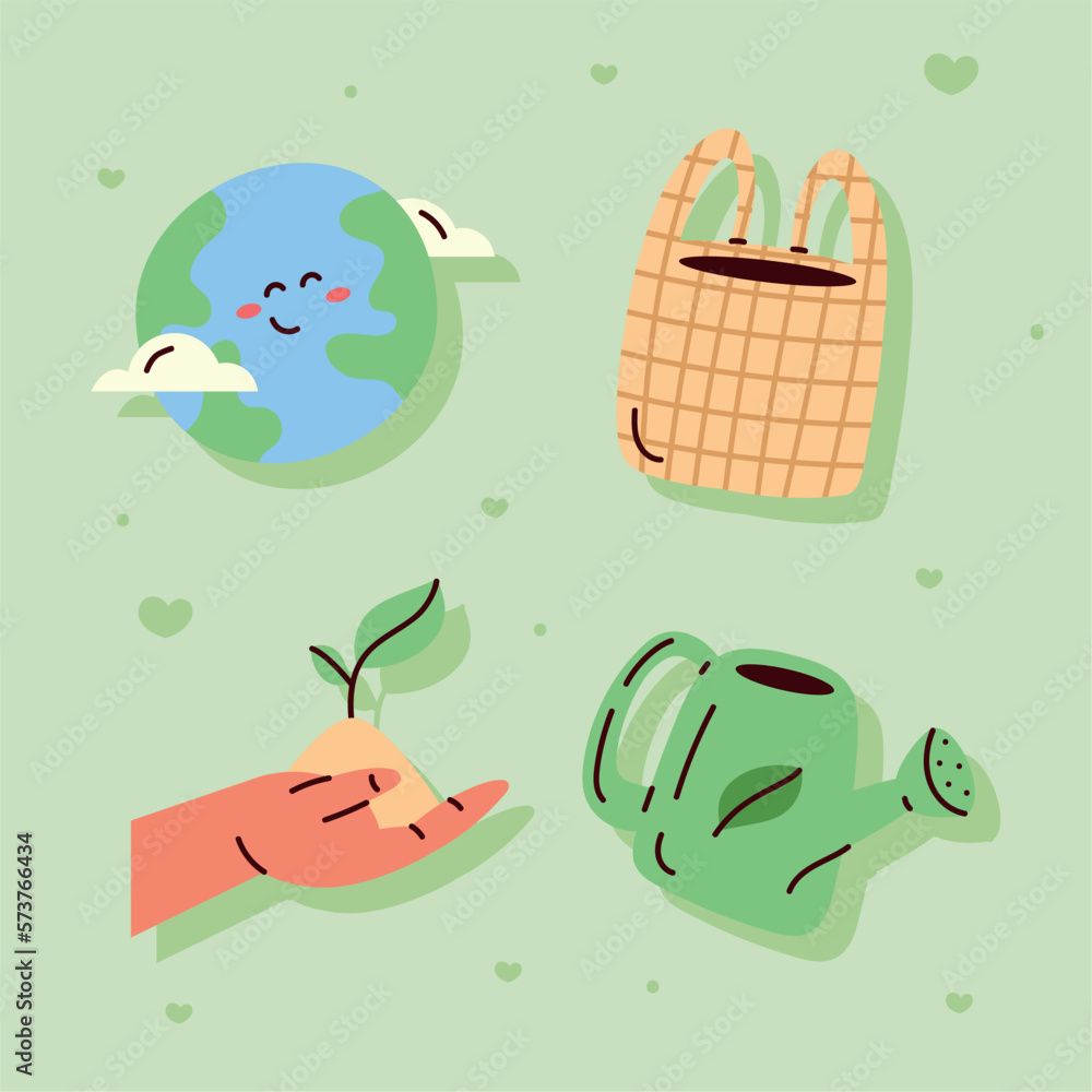 Fototapeta premium four eco friendly icons