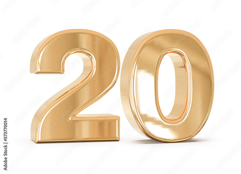 3d gold number 20 3d gold number 20