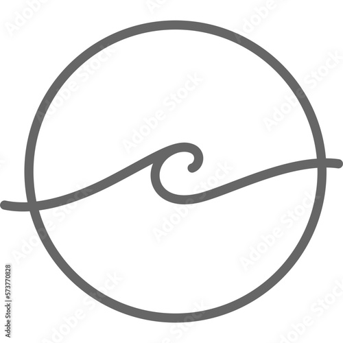 ocean sea wave line art design minimal style circle shape