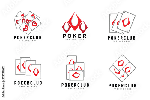 Poker Casino Card Logo, Diamond Card Icon, Hearts, Spades, Ace. Gambling Game Poker Club Design