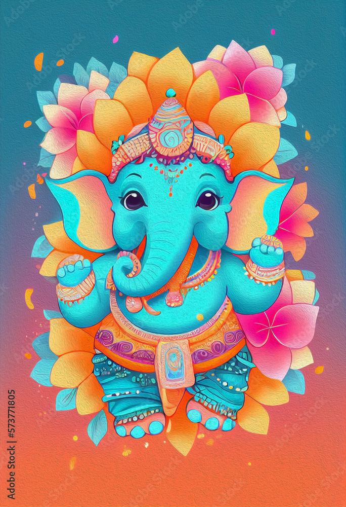 Ganesha illustration, Ganesh Chaturthi, Ganesh, Ganesha, Lord Ganesh, Lord Ganesha. Generative AI.