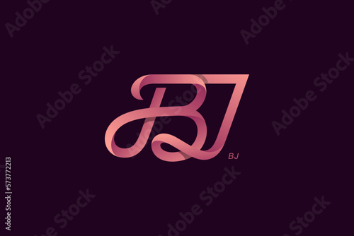 Letter B and J Monogram Logo Design Vector