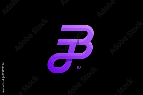 Letter B and J Monogram Logo Design Vector