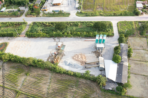 Wallpaper Mural Concrete plant or batching plant in top view. Building and equipment for production ready mix concrete by mix aggregate material i.e. cement, water, sand, rock or gravel for construction work. Torontodigital.ca