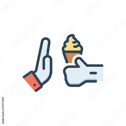 Color illustration icon for deny
