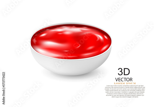 Ketchup on white background.tomato sauce jar design template. vector 3D illustration template.
