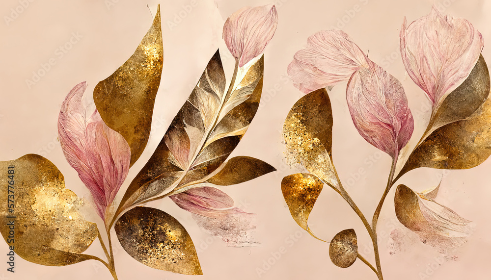 art botanical pink background vector, Luxury wallpaper with pink tone watercolor. Generative Ai Stock-illustration | Adobe