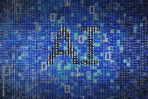 Binary code for AI concept background.
