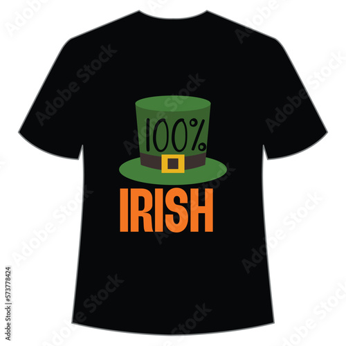 100% Irish St. Patrick's Day Shirt Print Template, Lucky Charms, Irish, everyone has a little luck Typography Design photo