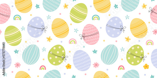 Cute seamless pattern with easter coloured eggs